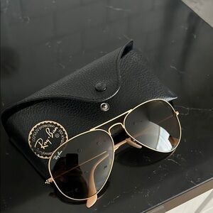 Ray-Ban Gold and Black Aviator Sunglasses